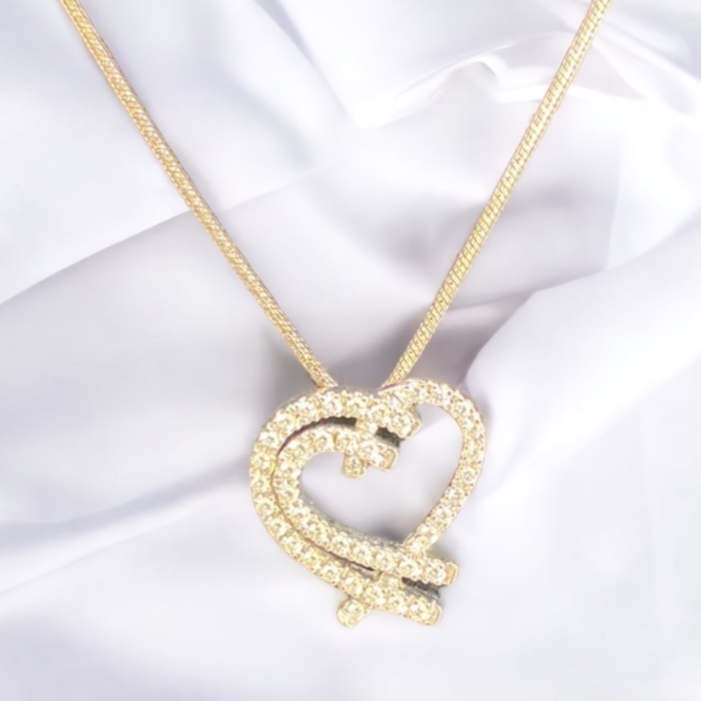 14KT White Gold Double Sided Heart Necklace